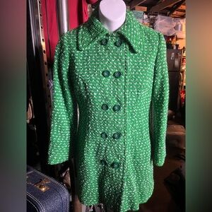 1960s Kelly Green Bouclé Mod Coat 💚 (Authentic 60s)